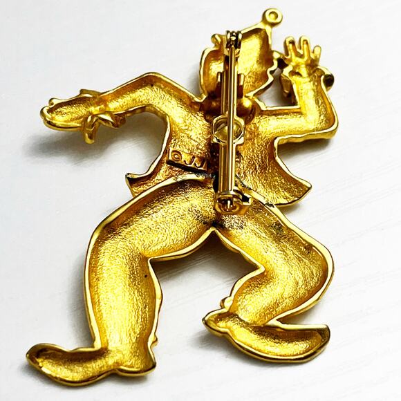 JJ Jonette Vintage Goldtone Articulated Dancing Circus Clown Brooch - Picture 6 of 7